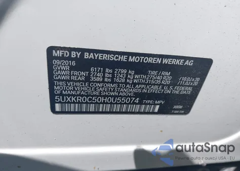 2017 BMW X5 xDrive35I из США, поврежденный, VIN 5UXKR0C50H0U55074